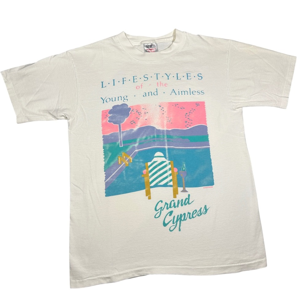Vintage Oneita Power-T Grand Cypress Lifestyles Young Aimless T-Shirt Men L